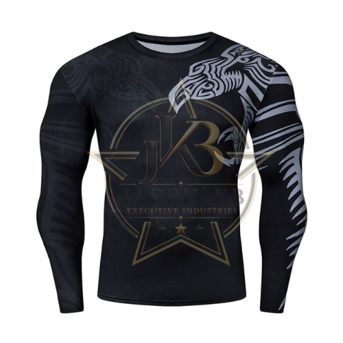 Men's Black Long Sleeve Rash Guard – Tribal Print