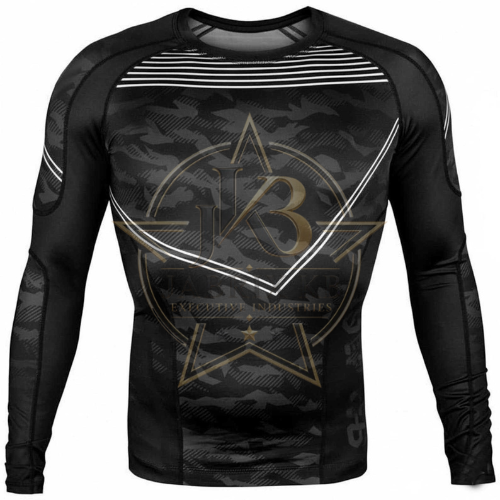 Men's Black Camo Long Sleeve Rash Guard