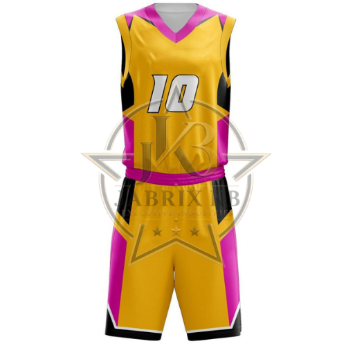 Gold & Pink Basketball Uniform Set | Custom Jersey & Shorts