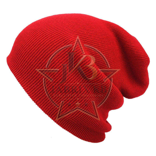 Slouchy Beanie for Men & Women – Soft Knit Winter Cap, Red