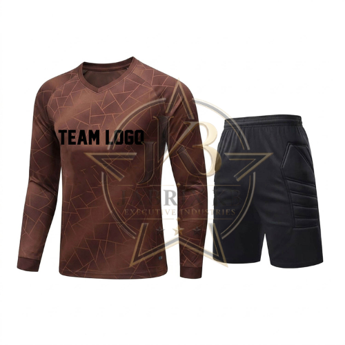 Men's Goalkeeper Uniform Set – Long Sleeve Jersey & Padded Shorts, Brown Camo