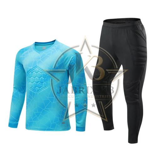 Men's Goalkeeper Uniform Set – Long Sleeve Padded Jersey & Pants, Sky Blue