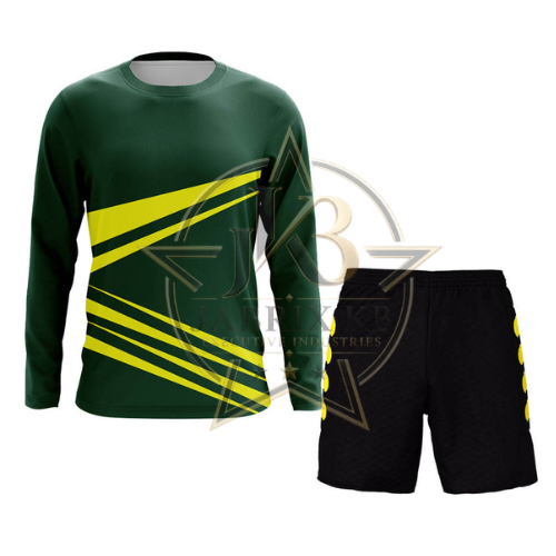 Men's Goalkeeper Uniform Set – Long Sleeve Jersey & Padded Shorts, Green/Yellow