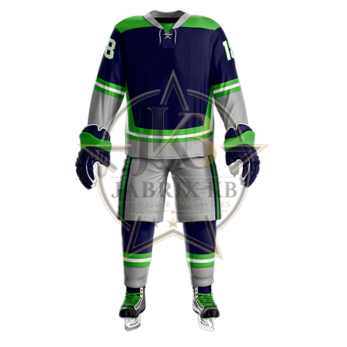 Navy & Green Ice Hockey Uniform – Custom Sublimated Jersey Set