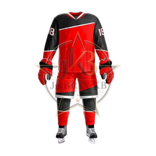 Red & Black Ice Hockey Uniform – Custom Sublimated Jersey Set