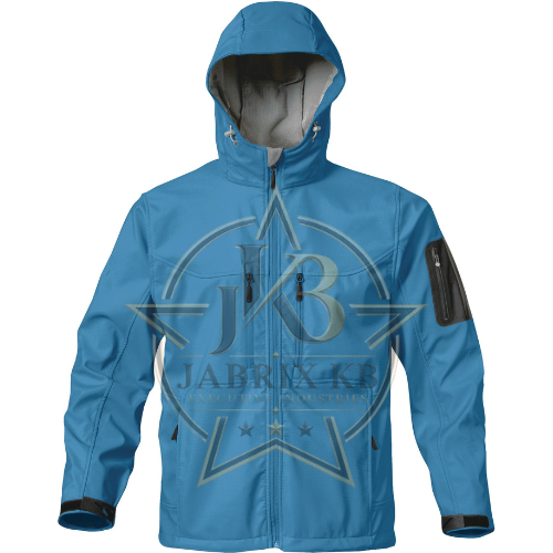 Blue Softshell Rain Jacket – Men's Hooded Technical Jacket