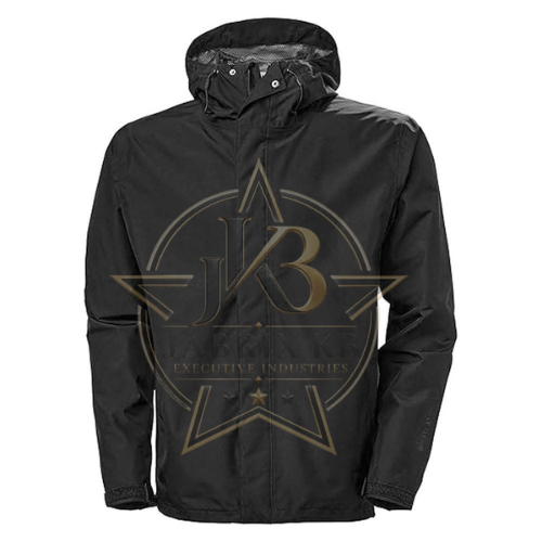 Black Rain Jacket – Men's Hooded Waterproof-Style Shell