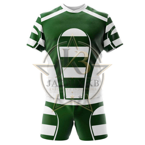 Men's Rugby Uniform Set – Green & White Stripe